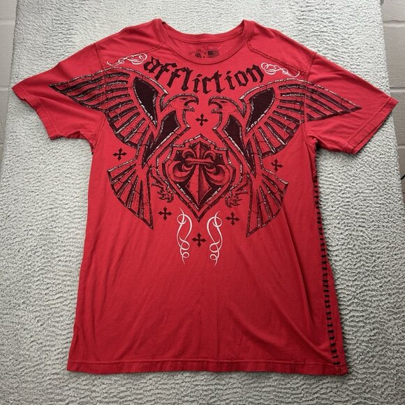 Affliction Shirt Men’s XL Red George St Pierre Short Sleeve GSP Y2K UFC - Picture 1 of 6